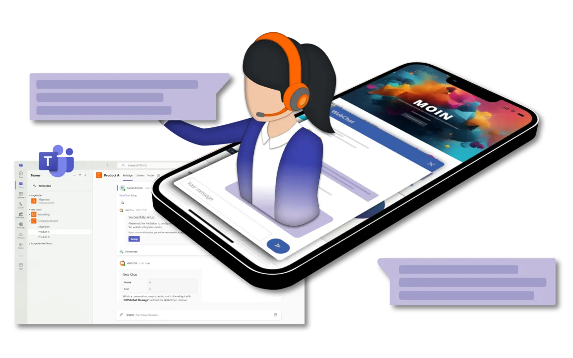 apoio ao cliente com o webchat
