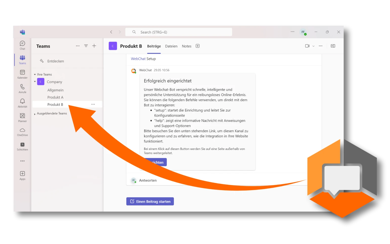WebChat zu Microsoft Teams hinzufügen WebChat zu Microsoft Teams hinzufügen