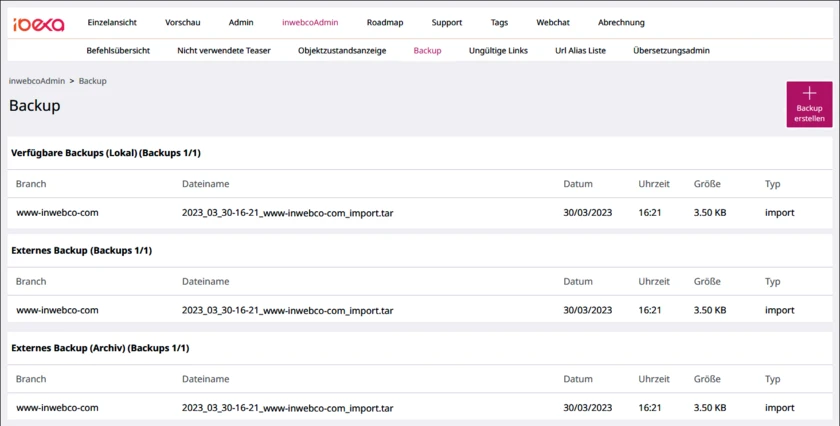 backupverwaltung-ibexa-inwebco backupverwaltung-ibexa-inwebco